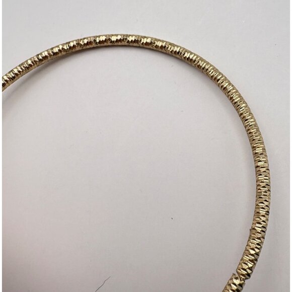 Textured Gold Tone Metal Bangle Bracelet Classic Elegant Design - Picture 4 of 6